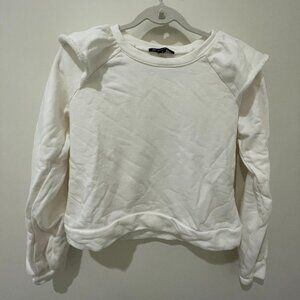 I.N.C. International Concepts Ruffle Shoulder Cropped Sweatshirt-Size M